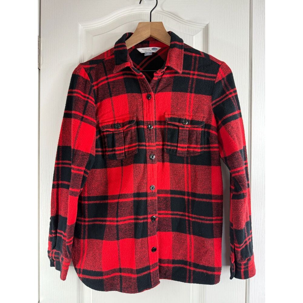 Old Navy Women's The Classic Flannel Shirt Red Black Plaid Size XS
